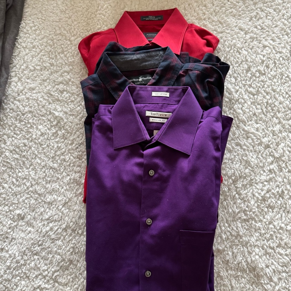 Bundled- Men’s Dress Shirts- Three Shirts 15" Van Heusen, Polo, Arrow